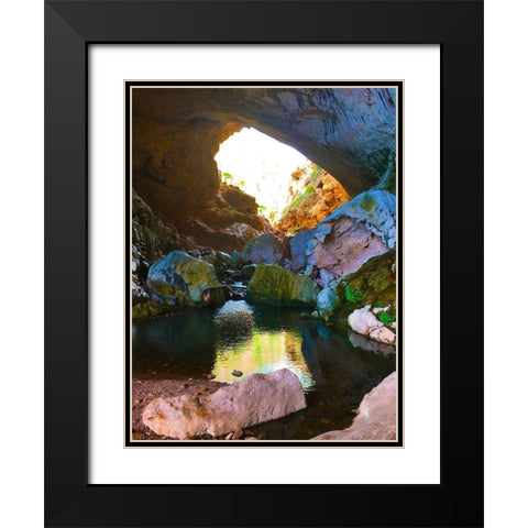 Natural Bridge II Black Modern Wood Framed Art Print with Double Matting by Grayscale