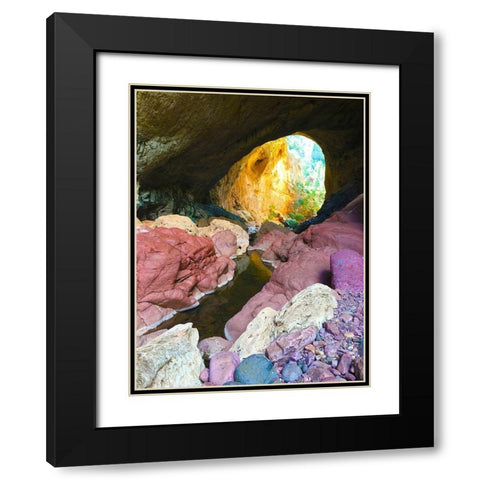 Natural Bridge IV Black Modern Wood Framed Art Print with Double Matting by Grayscale
