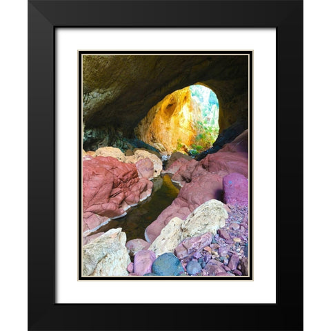 Natural Bridge IV Black Modern Wood Framed Art Print with Double Matting by Grayscale