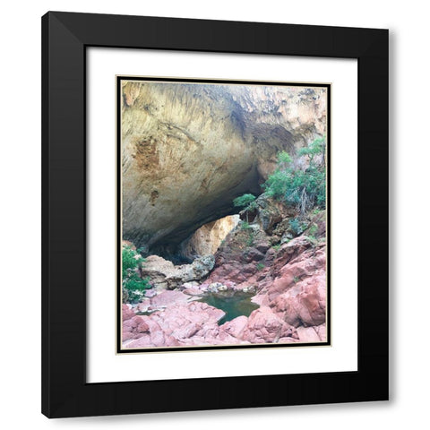 Natural Bridge V Black Modern Wood Framed Art Print with Double Matting by Grayscale