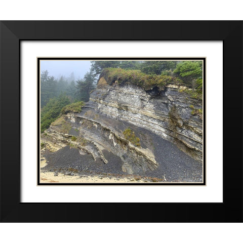 Eroded Coast II Black Modern Wood Framed Art Print with Double Matting by Grayscale