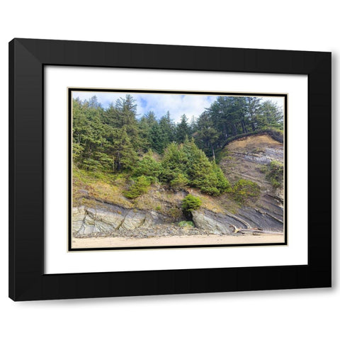 Eroded Coast V Black Modern Wood Framed Art Print with Double Matting by Grayscale