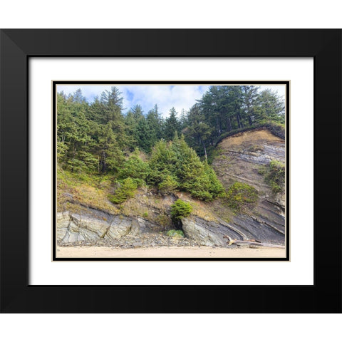 Eroded Coast V Black Modern Wood Framed Art Print with Double Matting by Grayscale