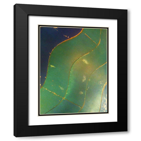 Wave Floor I Black Modern Wood Framed Art Print with Double Matting by Grayscale