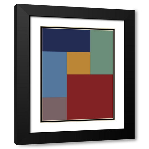 Bright Blocks V Black Modern Wood Framed Art Print with Double Matting by Grayscale