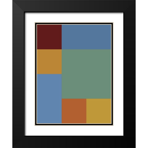 Bright Blocks IX Black Modern Wood Framed Art Print with Double Matting by Grayscale