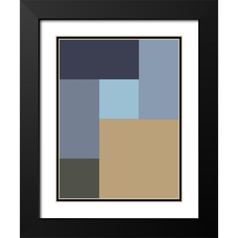 Soft Blocks XV Black Modern Wood Framed Art Print with Double Matting by Grayscale