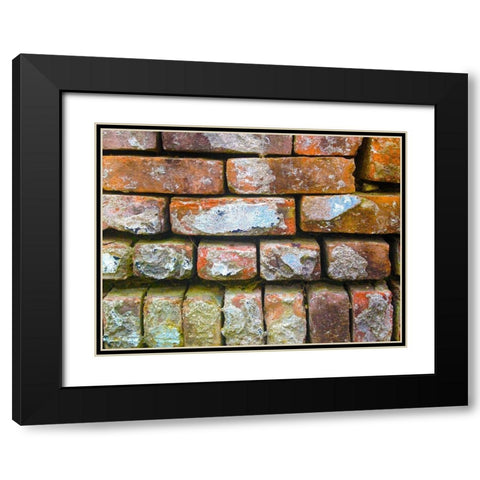 Brick Wall I Black Modern Wood Framed Art Print with Double Matting by Grayscale