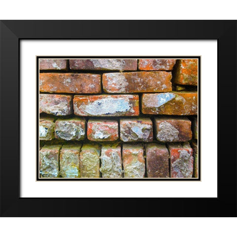 Brick Wall I Black Modern Wood Framed Art Print with Double Matting by Grayscale