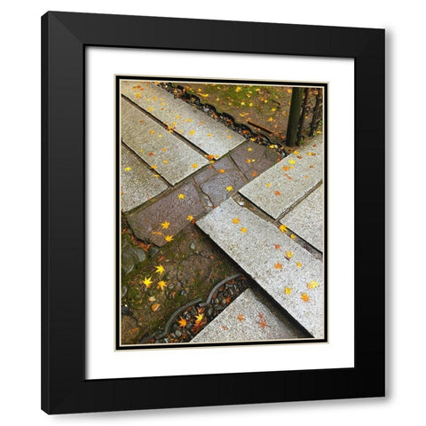 Japanese Stone Path I Black Modern Wood Framed Art Print with Double Matting by Grayscale