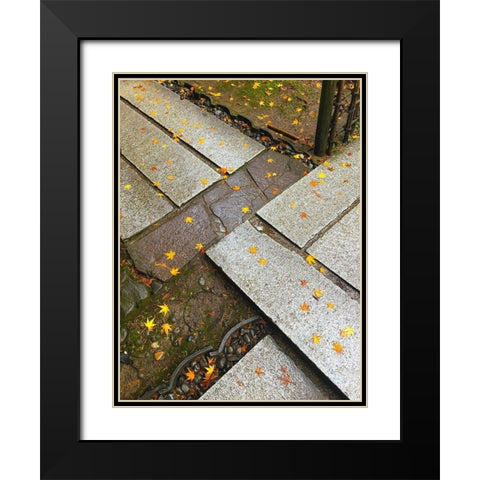 Japanese Stone Path I Black Modern Wood Framed Art Print with Double Matting by Grayscale