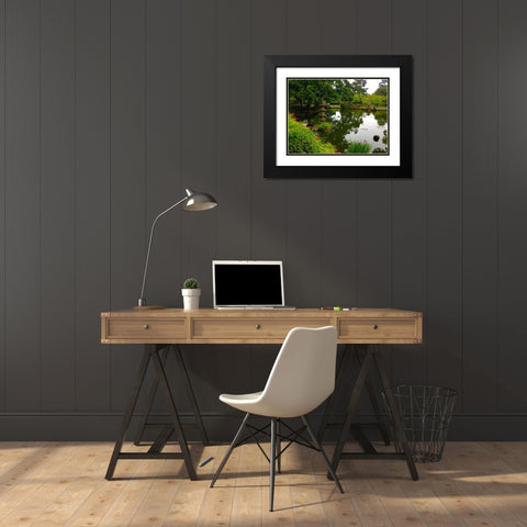 Pagoda Garden I Black Modern Wood Framed Art Print with Double Matting by Grayscale