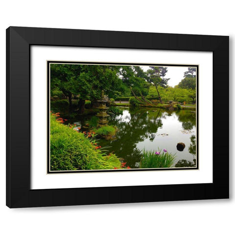 Pagoda Garden I Black Modern Wood Framed Art Print with Double Matting by Grayscale