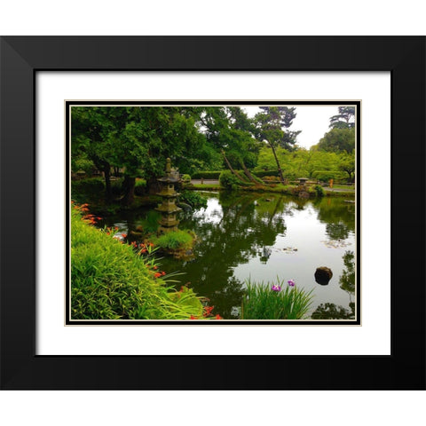 Pagoda Garden I Black Modern Wood Framed Art Print with Double Matting by Grayscale