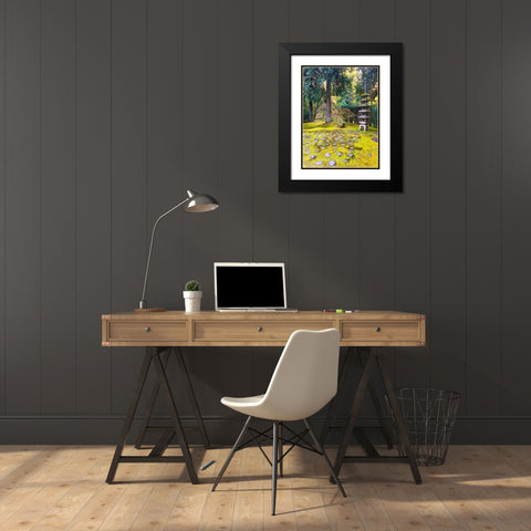 Pagoda Garden III Black Modern Wood Framed Art Print with Double Matting by Grayscale