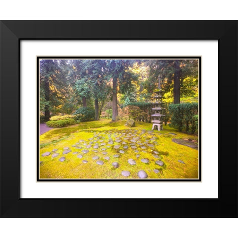 Pagoda Garden V Black Modern Wood Framed Art Print with Double Matting by Grayscale