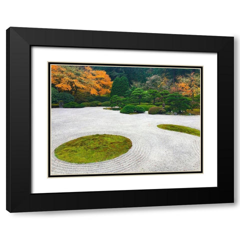Zen Garden I Black Modern Wood Framed Art Print with Double Matting by Grayscale