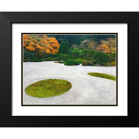 Zen Garden I Black Modern Wood Framed Art Print with Double Matting by Grayscale