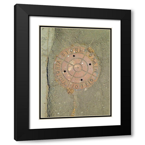 Utility Cover I Black Modern Wood Framed Art Print with Double Matting by Grayscale
