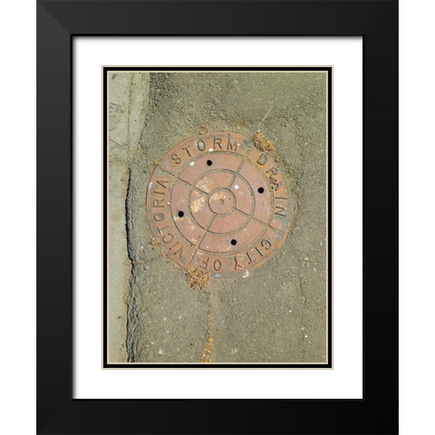 Utility Cover I Black Modern Wood Framed Art Print with Double Matting by Grayscale