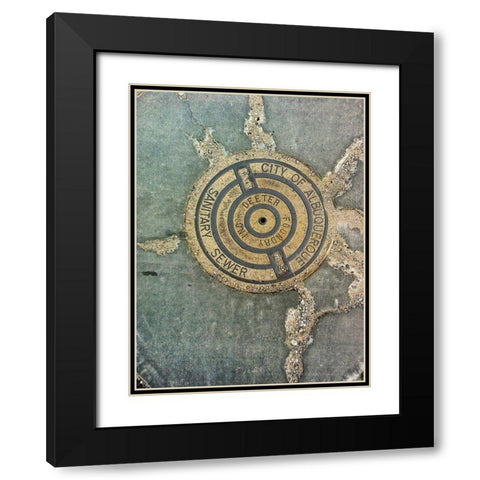 Utility Cover II Black Modern Wood Framed Art Print with Double Matting by Grayscale