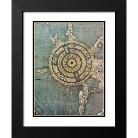 Utility Cover II Black Modern Wood Framed Art Print with Double Matting by Grayscale