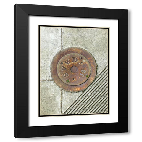 Utility Cover III Black Modern Wood Framed Art Print with Double Matting by Grayscale