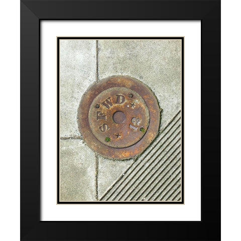 Utility Cover III Black Modern Wood Framed Art Print with Double Matting by Grayscale