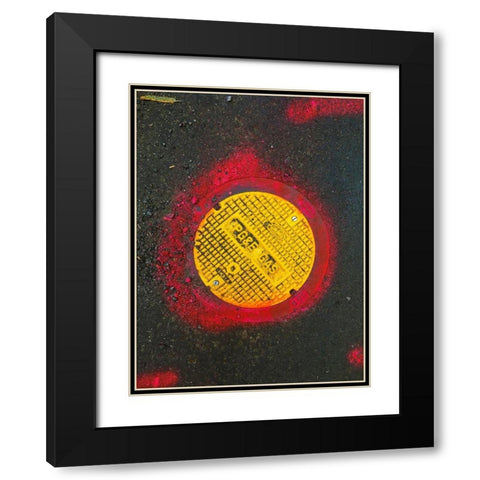 Utility Cover VIII Black Modern Wood Framed Art Print with Double Matting by Grayscale