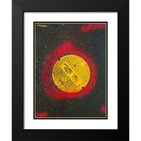 Utility Cover VIII Black Modern Wood Framed Art Print with Double Matting by Grayscale