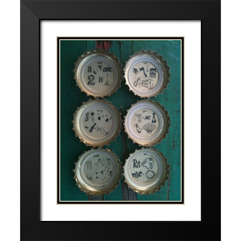 Bottle Caps I Black Modern Wood Framed Art Print with Double Matting by Grayscale