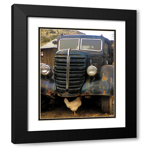 Bygone Chicken Black Modern Wood Framed Art Print with Double Matting by Popcorn