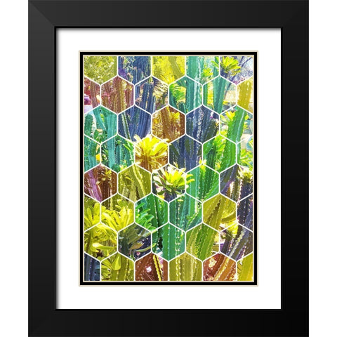 HexiFlora 5 Black Modern Wood Framed Art Print with Double Matting by Tenoever, William