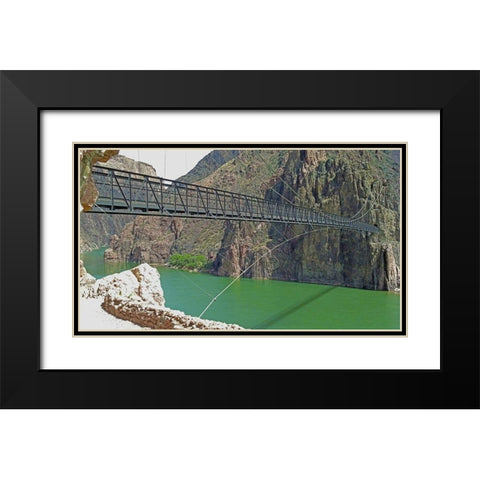 Grand Canyon 8: Black Bridge II Black Modern Wood Framed Art Print with Double Matting by Popcorn