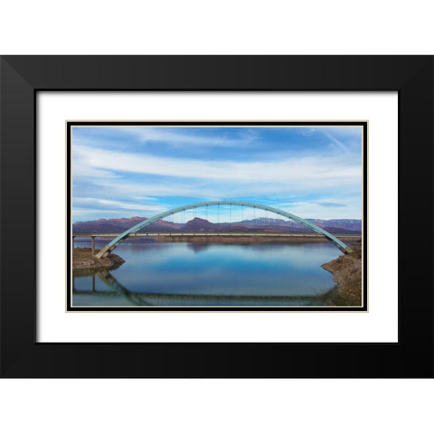 Roosevelt Lake Bridge Black Modern Wood Framed Art Print with Double Matting by Popcorn