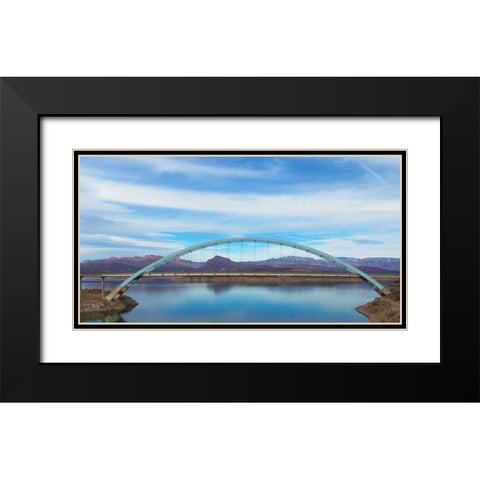 Roosevelt Lake Bridge Black Modern Wood Framed Art Print with Double Matting by Popcorn