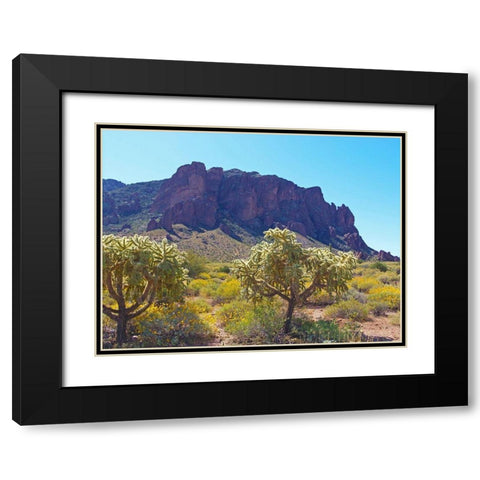 Superstition Mountain III Black Modern Wood Framed Art Print with Double Matting by Popcorn