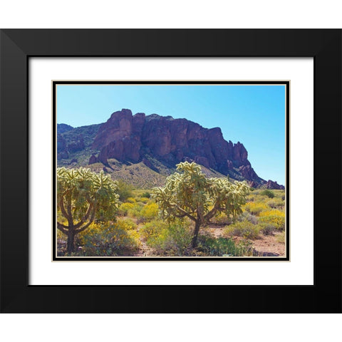 Superstition Mountain III Black Modern Wood Framed Art Print with Double Matting by Popcorn