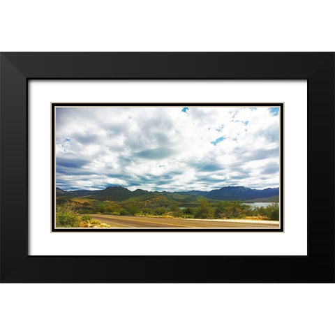 Bartlett Lake: Yellow Cliffs 2 Black Modern Wood Framed Art Print with Double Matting by Popcorn