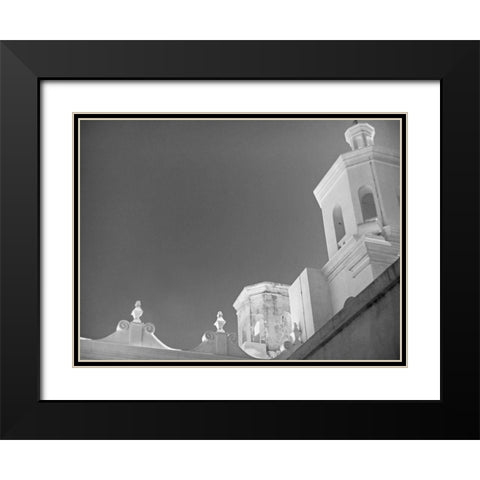 San Xavier Del Bac I BandW Black Modern Wood Framed Art Print with Double Matting by Popcorn