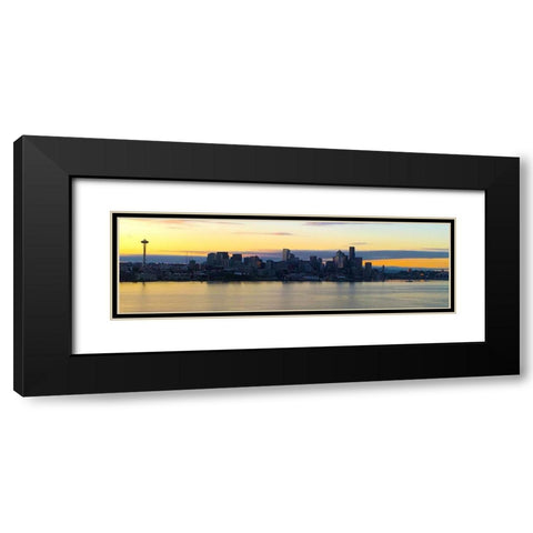 Seattle Skyline Black Modern Wood Framed Art Print with Double Matting by Tenoever, William