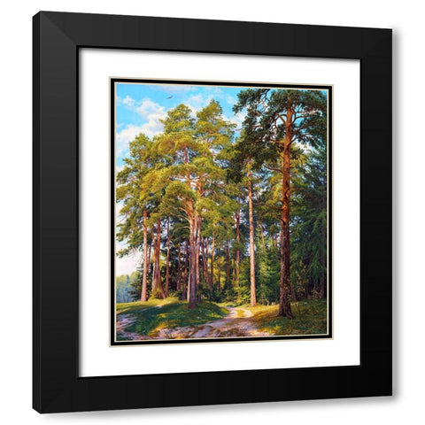Ship pines Black Modern Wood Framed Art Print with Double Matting by Basov, Sergej