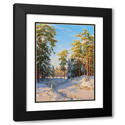 Winter noon Black Modern Wood Framed Art Print with Double Matting by Basov, Sergej