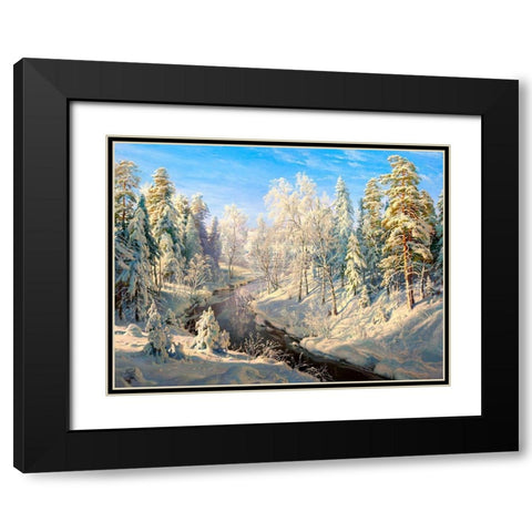 Hoarfrost Black Modern Wood Framed Art Print with Double Matting by Basov, Sergej