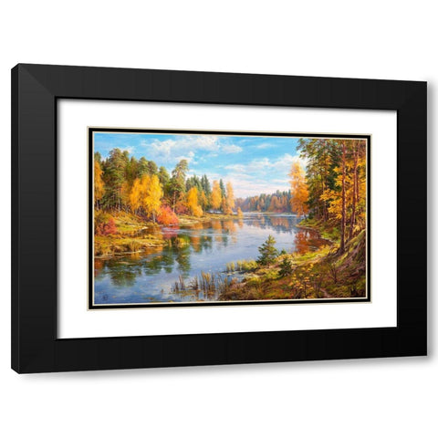 The gold of autumn Black Modern Wood Framed Art Print with Double Matting by Basov, Sergej