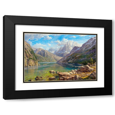 Mountain lake Black Modern Wood Framed Art Print with Double Matting by Basov, Sergej
