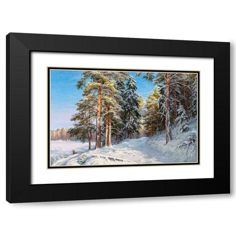 Frost Black Modern Wood Framed Art Print with Double Matting by Basov, Sergej
