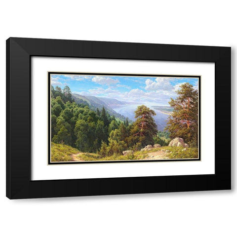 Sunny day over the Volga river Black Modern Wood Framed Art Print with Double Matting by Basov, Sergej