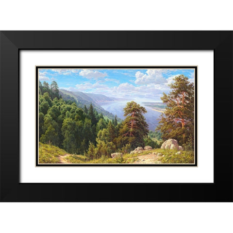 Sunny day over the Volga river Black Modern Wood Framed Art Print with Double Matting by Basov, Sergej
