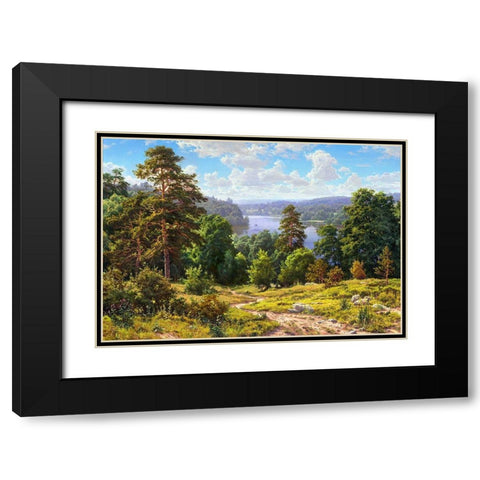 The Landscape Black Modern Wood Framed Art Print with Double Matting by Basov, Sergej